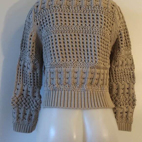 NWT Womens Jonathan Simkhai Gray Open Knit Collared Sweater XS - Picture 6 of 7